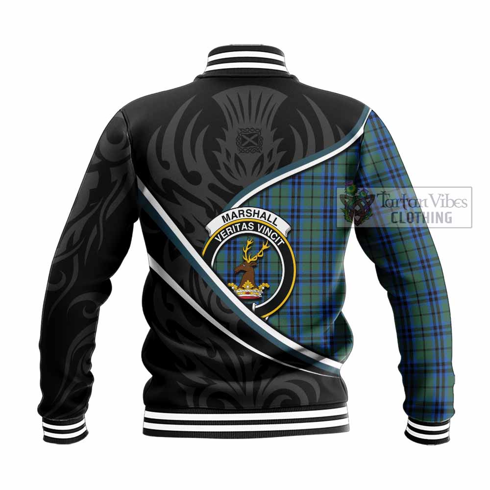 Marshall Tartan Family Crest Baseball Jacket Celtic Scottish Thistle Floral - Tartan Vibes Clothing