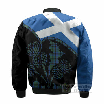 Marshall Tartan Family Crest Bomber Jacket Scotland Thistle Floral Flag Style