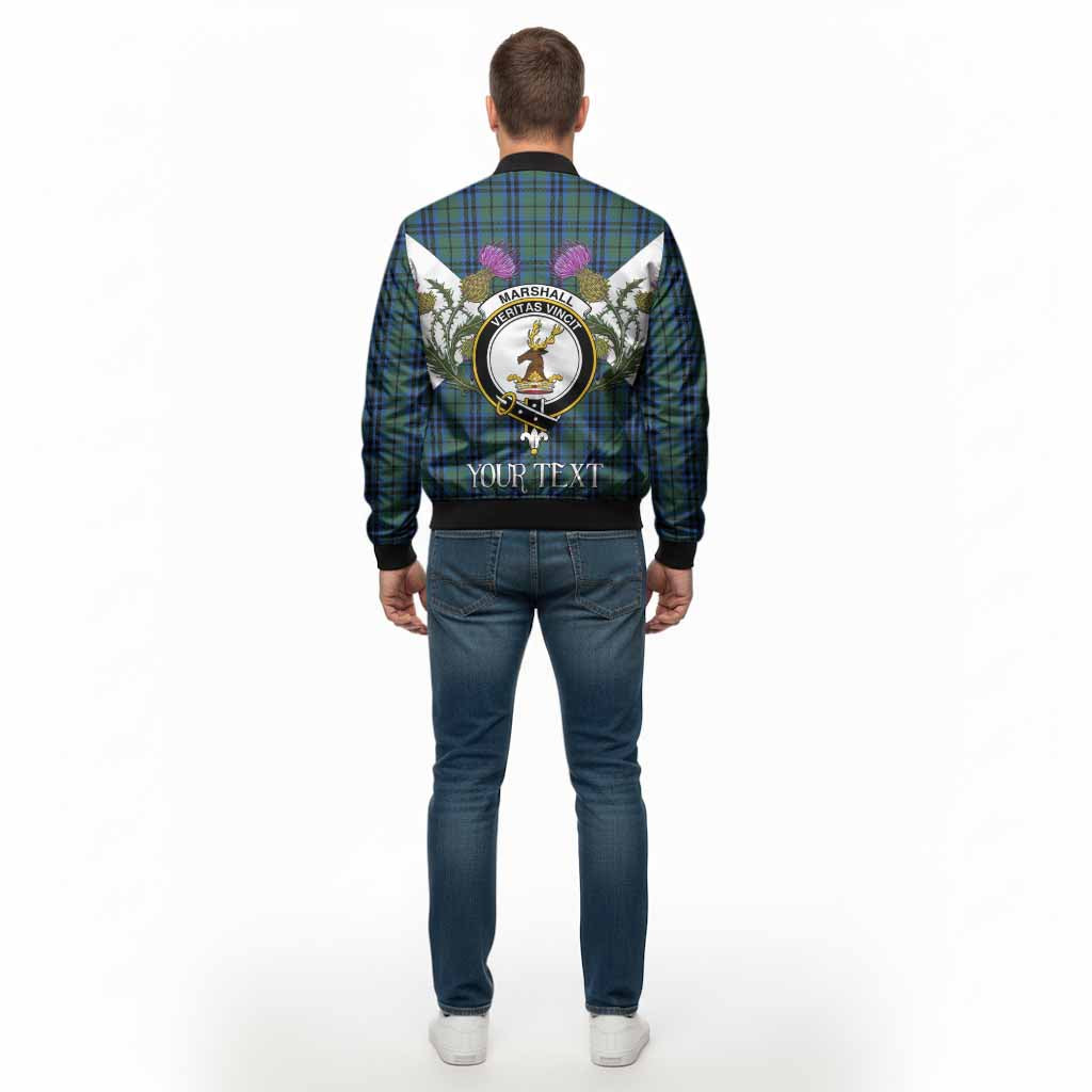 Marshall Tartan Family Crest Bomber Jacket Scottish Burns Night Thistle Floral