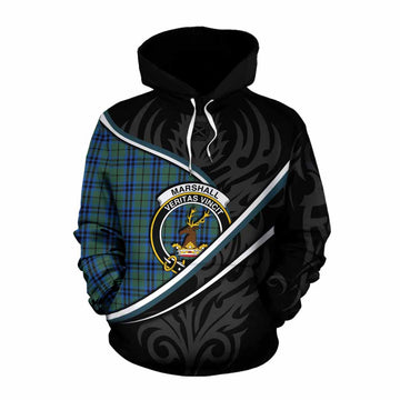 Marshall Tartan Family Crest Cotton Hoodie Celtic Scottish Thistle Floral
