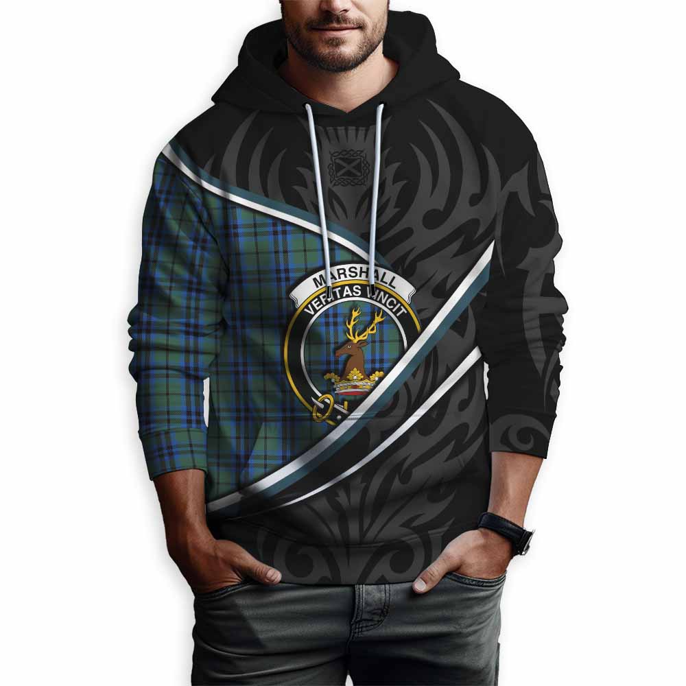 Marshall Tartan Family Crest Hoodie Celtic Scottish Thistle Floral - Tartan Vibes Clothing