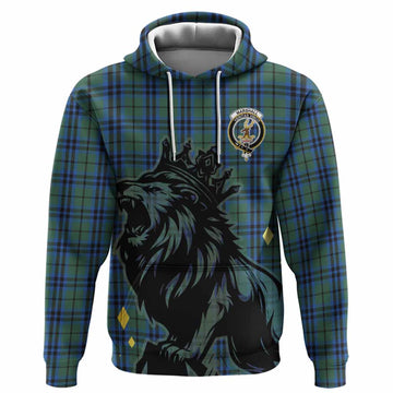Marshall Tartan Family Crest Hoodie Crowned Lion Roaring