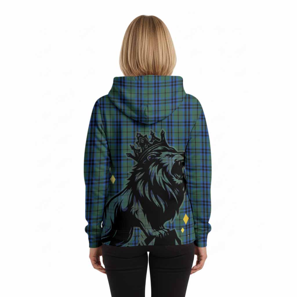 Marshall Tartan Family Crest Hoodie Crowned Lion Roaring