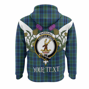 Marshall Tartan Family Crest Hoodie Scottish Burns Night Thistle Floral