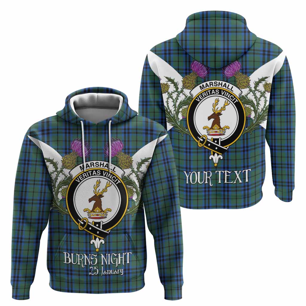 Marshall Tartan Family Crest Hoodie Scottish Burns Night Thistle Floral