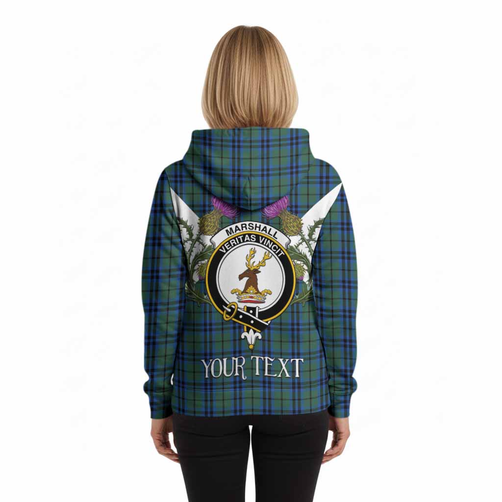 Marshall Tartan Family Crest Hoodie Scottish Burns Night Thistle Floral