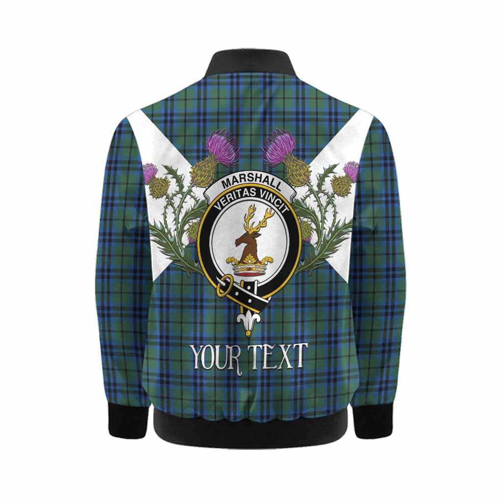 Marshall Tartan Family Crest Kid Bomber Jacket Scottish Burns Night Thistle Floral