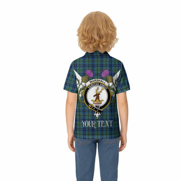 Marshall Tartan Family Crest Kid Polo Shirt Scottish Burns Night Thistle Floral
