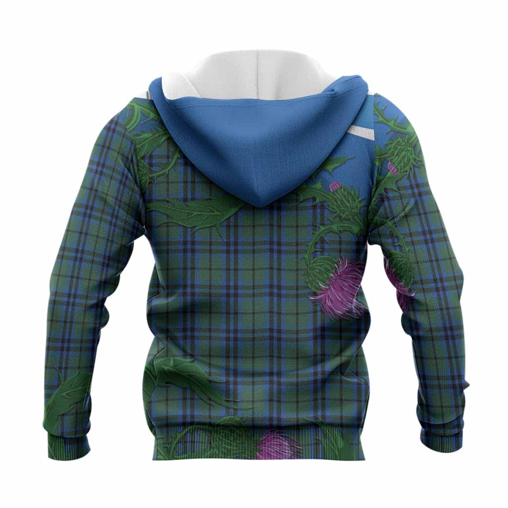 Marshall Tartan Family Crest Knitted Hoodie Thistle in Minimalism