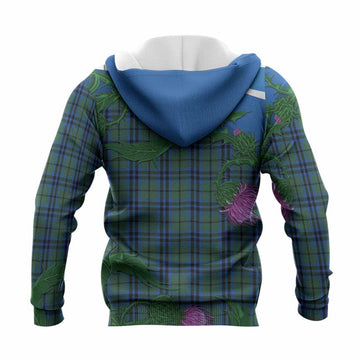 Marshall Tartan Family Crest Knitted Hoodie Thistle in Minimalism