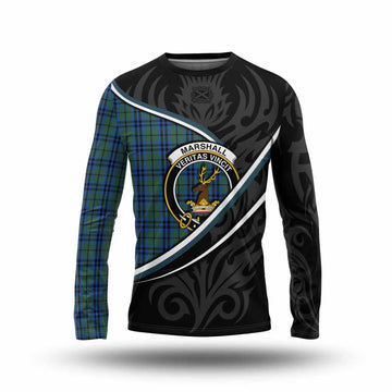 Marshall Tartan Family Crest Long Sleeve T-Shirt Celtic Scottish Thistle Floral - Tartan Vibes Clothing