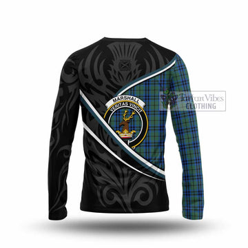 Marshall Tartan Family Crest Long Sleeve T-Shirt Celtic Scottish Thistle Floral - Tartan Vibes Clothing