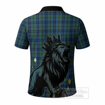 Marshall Tartan Family Crest Polo Shirt Crowned Lion Roaring