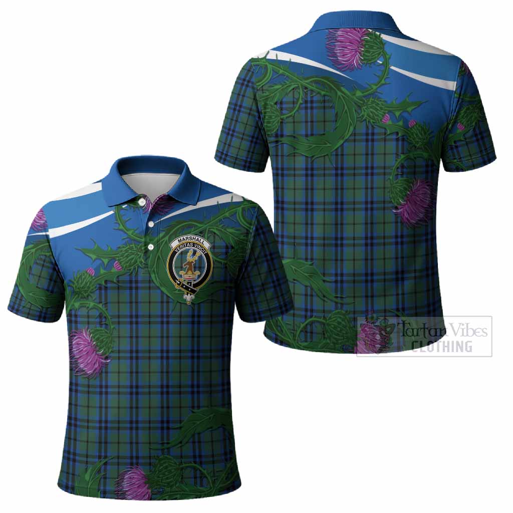 Marshall Tartan Family Crest Polo Shirt Thistle in Minimalism