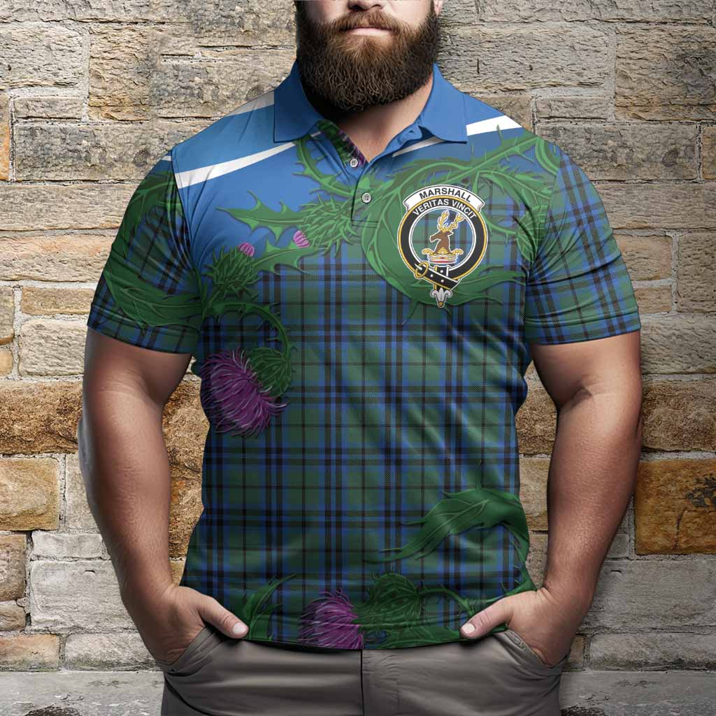 Marshall Tartan Family Crest Polo Shirt Thistle in Minimalism