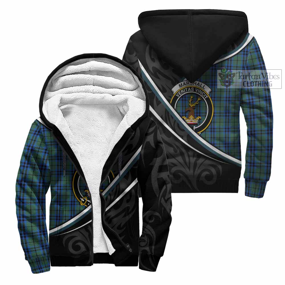 Marshall Tartan Family Crest Sherpa Hoodie Celtic Scottish Thistle Floral - Tartan Vibes Clothing