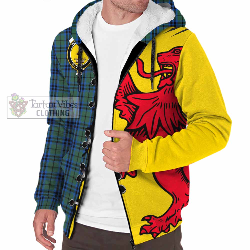 Marshall Tartan Family Crest Sherpa Hoodie Lion Rampant Honor - Tartan Vibes Clothing