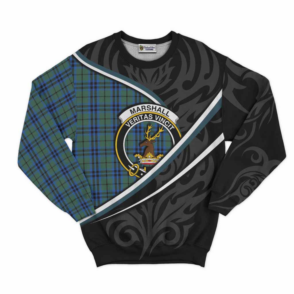 Marshall Tartan Family Crest Sweatshirt Celtic Scottish Thistle Floral - Tartan Vibes Clothing