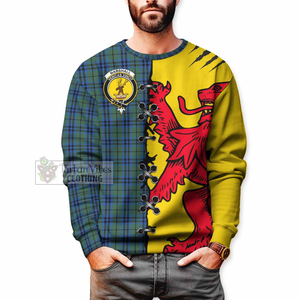 Marshall Tartan Family Crest Sweatshirt Lion Rampant Honor - Tartan Vibes Clothing