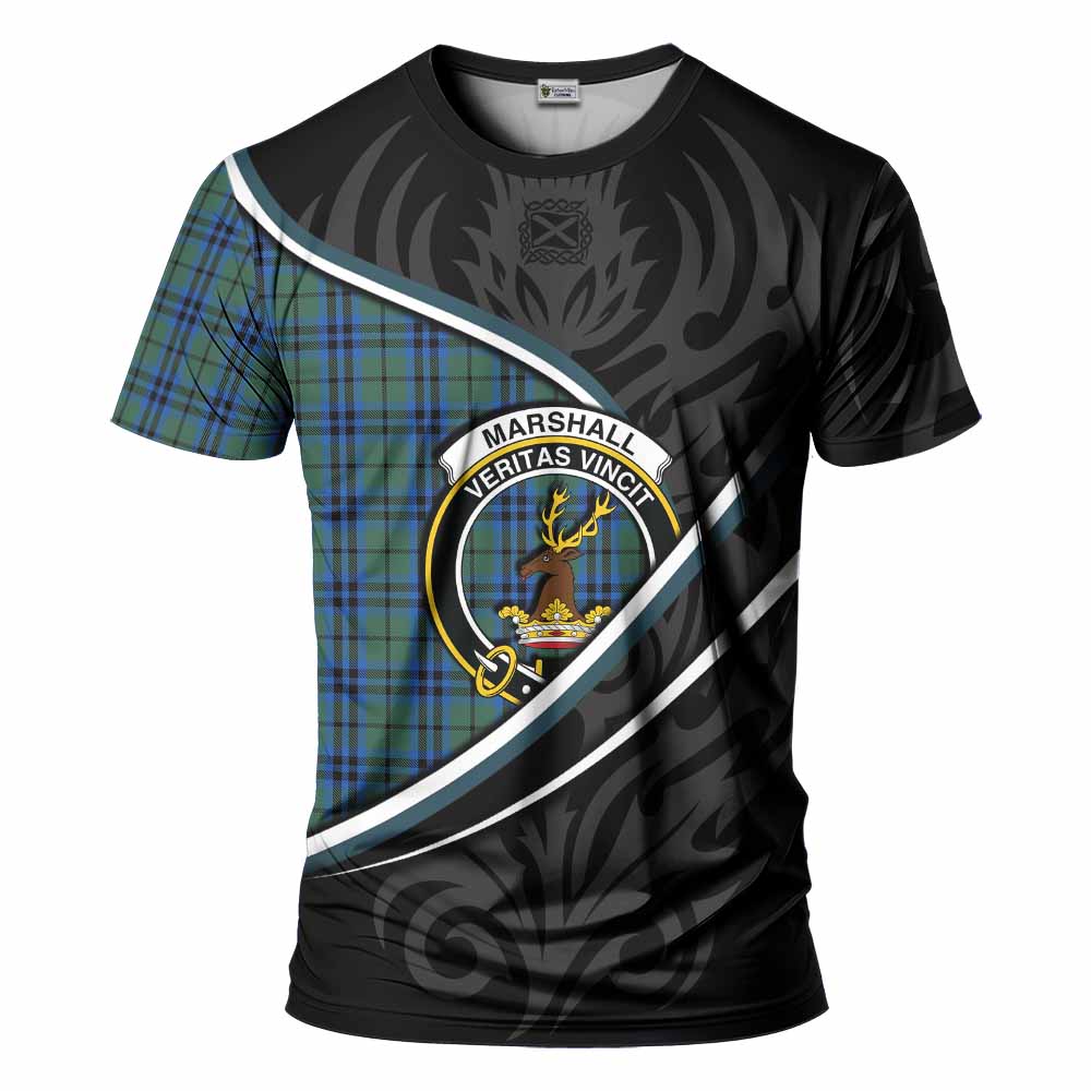 Marshall Tartan Family Crest T-shirt Celtic Scottish Thistle Floral - Tartan Vibes Clothing