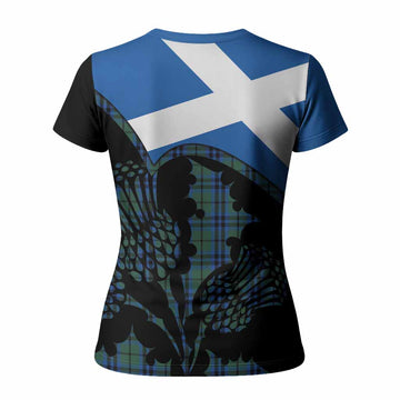 Marshall Tartan Family Crest Women T shirt Scotland Thistle Floral Flag Style