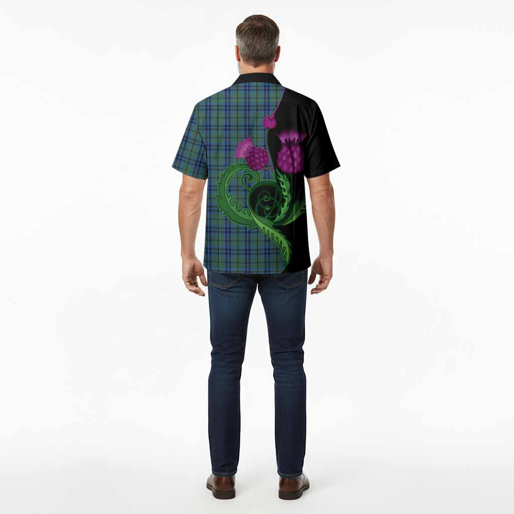 Marshall Tartan Hawaiian Shirt Traditional Scottish Thistle
