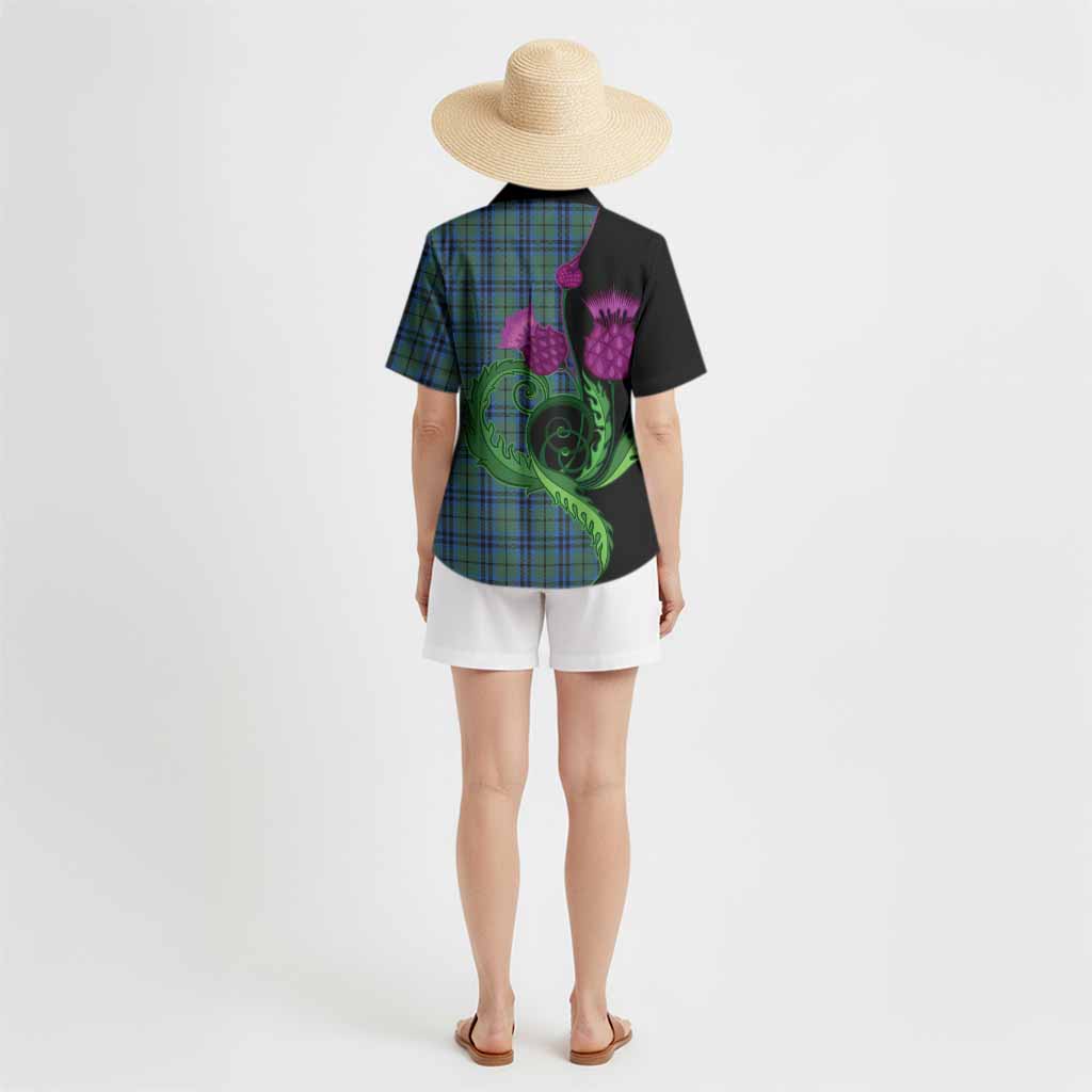 Marshall Tartan Hawaiian Shirt Traditional Scottish Thistle