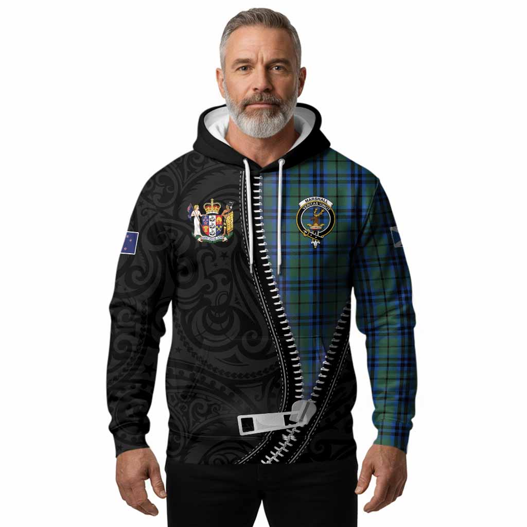 Marshall Tartan Hoodie New Zealand Pattern Unique Zipper Stylized