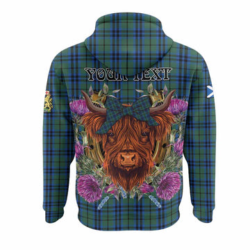 Marshall Tartan Hoodie Scottish Thistle Heilan Coo