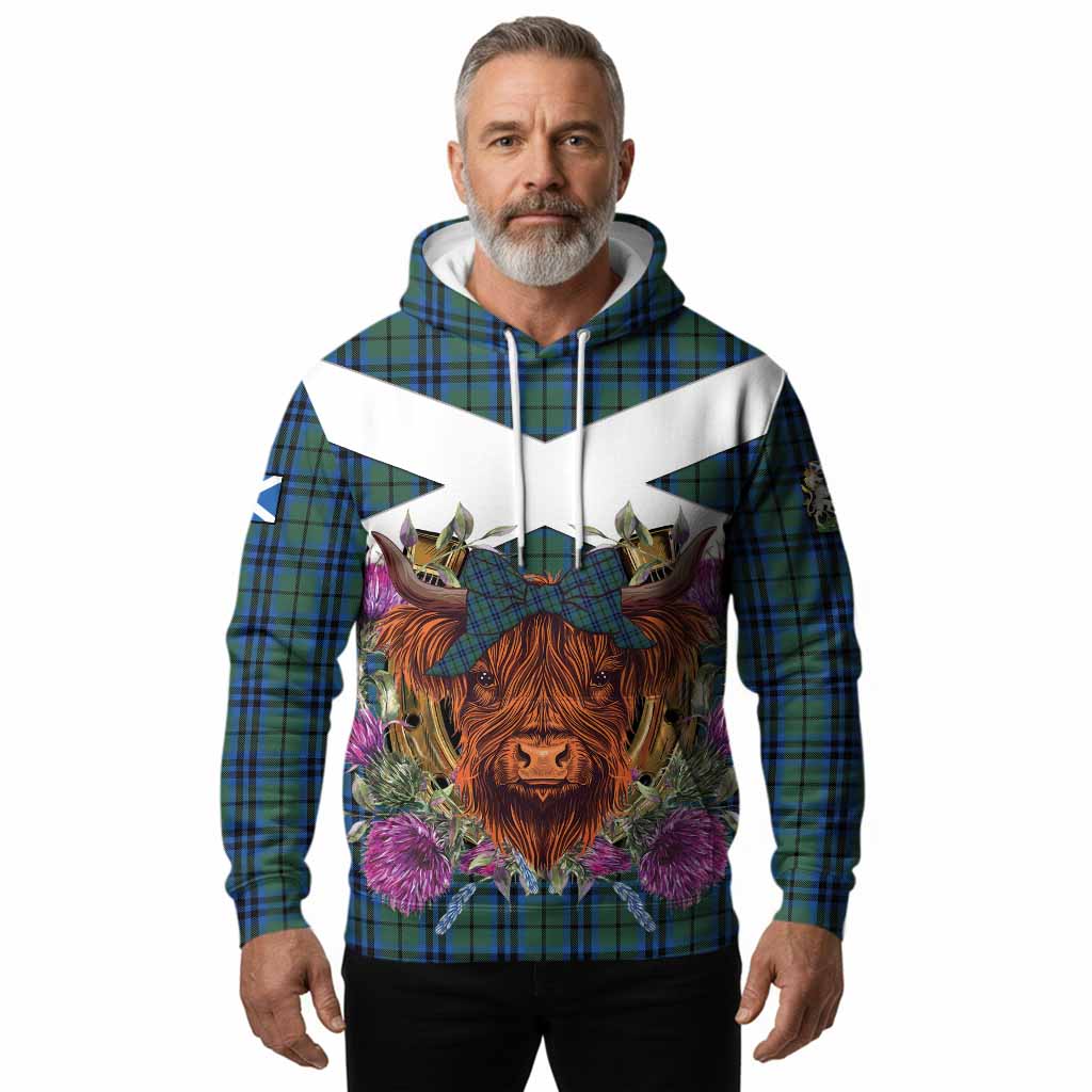 Marshall Tartan Hoodie Scottish Thistle Heilan Coo