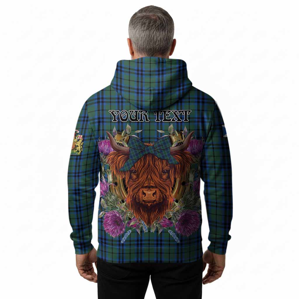 Marshall Tartan Hoodie Scottish Thistle Heilan Coo
