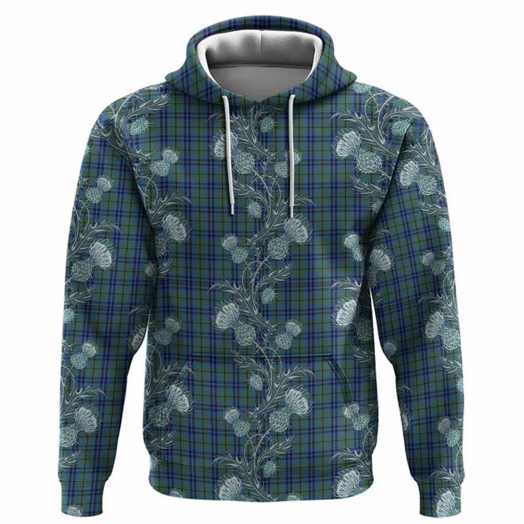 Marshall Tartan Hoodie Seamless Scottish Thistle Flowers