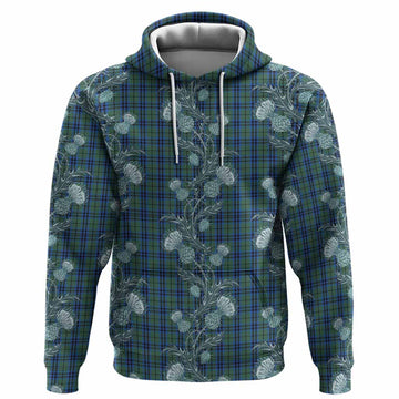 Marshall Tartan Hoodie Seamless Scottish Thistle Flowers