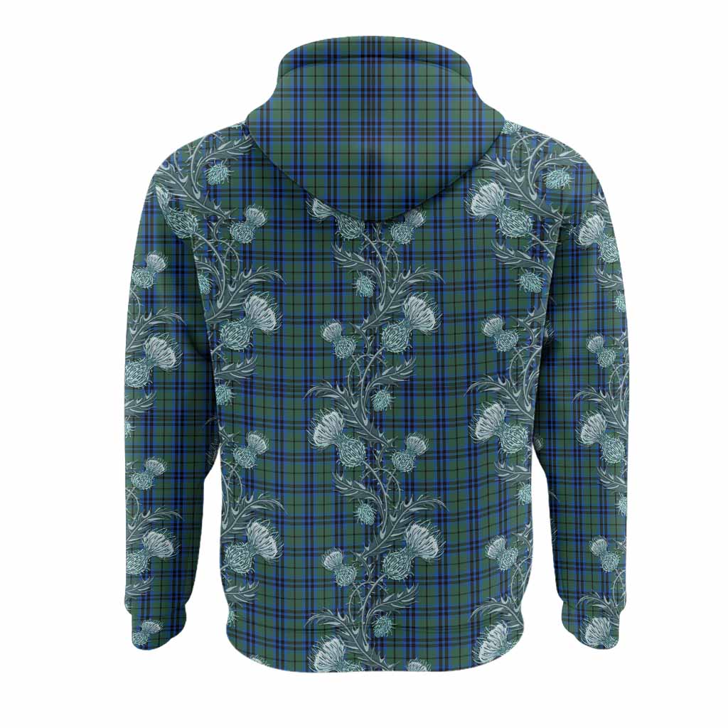 Marshall Tartan Hoodie Seamless Scottish Thistle Flowers