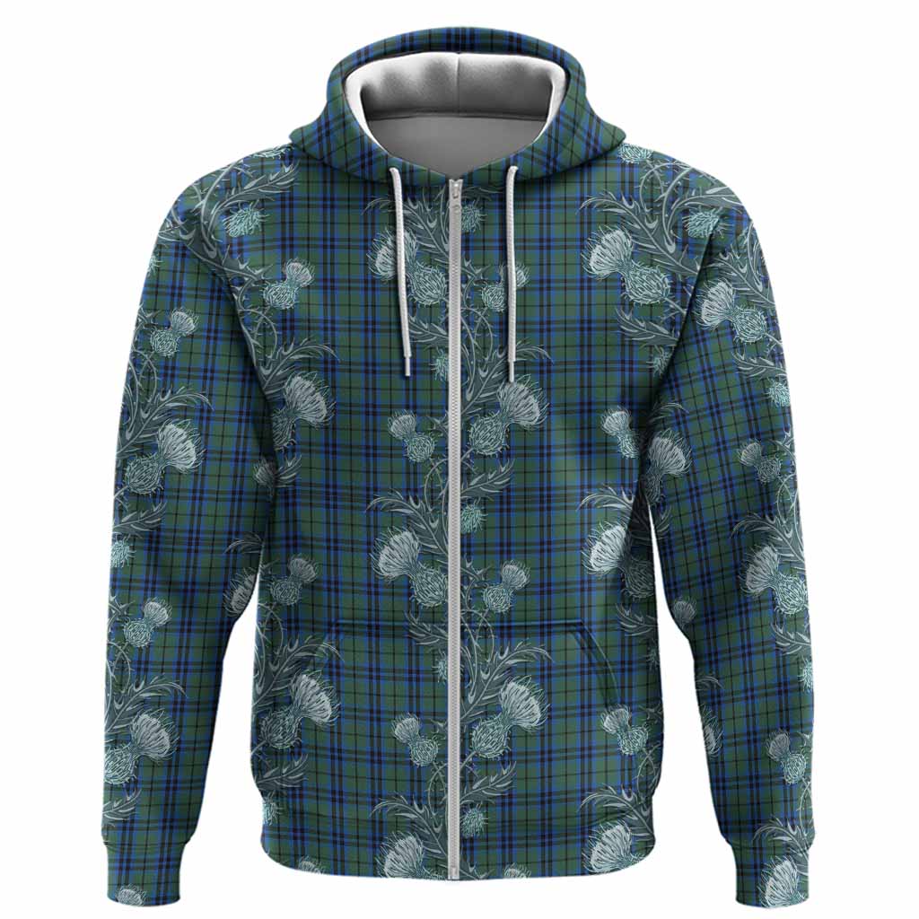 Marshall Tartan Hoodie Seamless Scottish Thistle Flowers