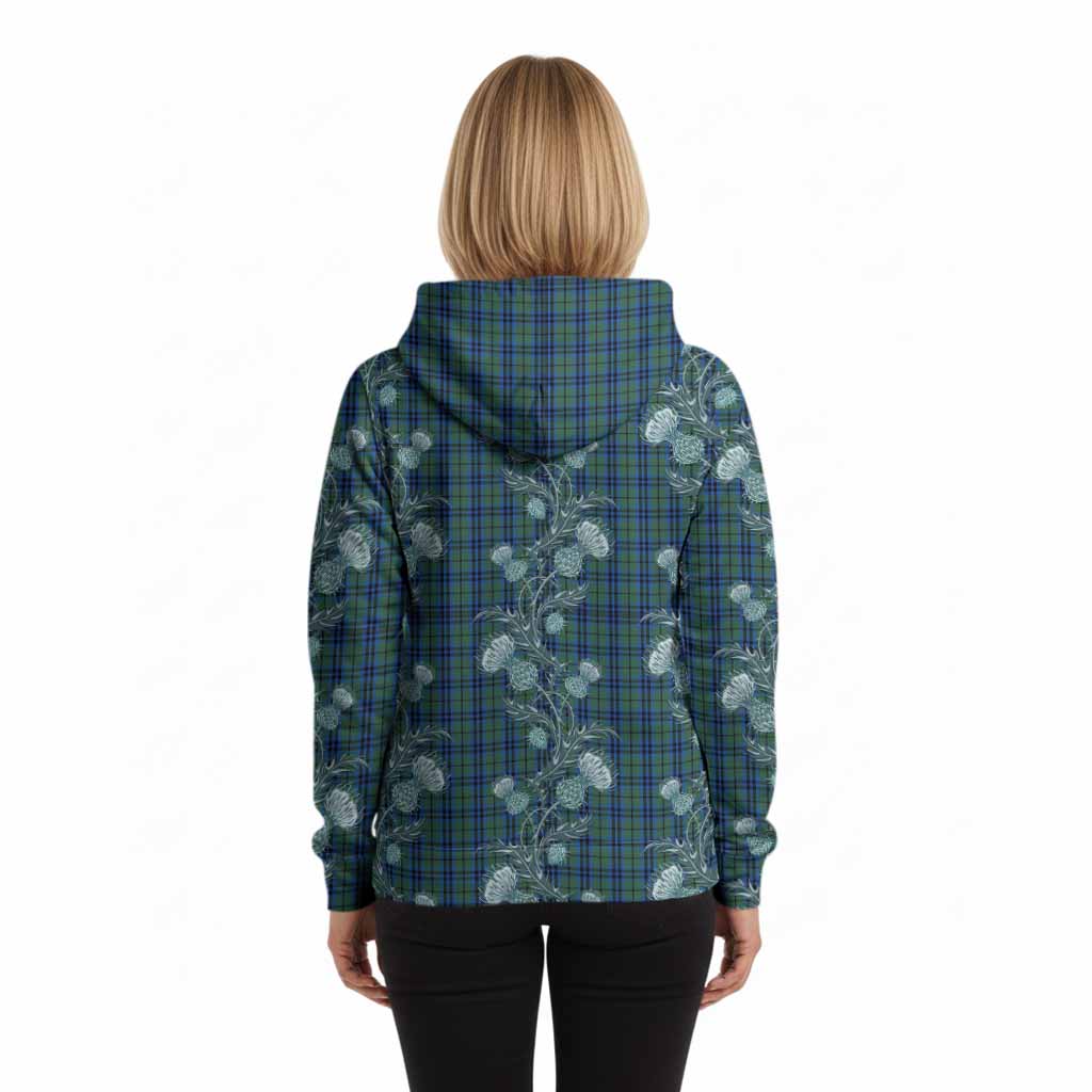 Marshall Tartan Hoodie Seamless Scottish Thistle Flowers