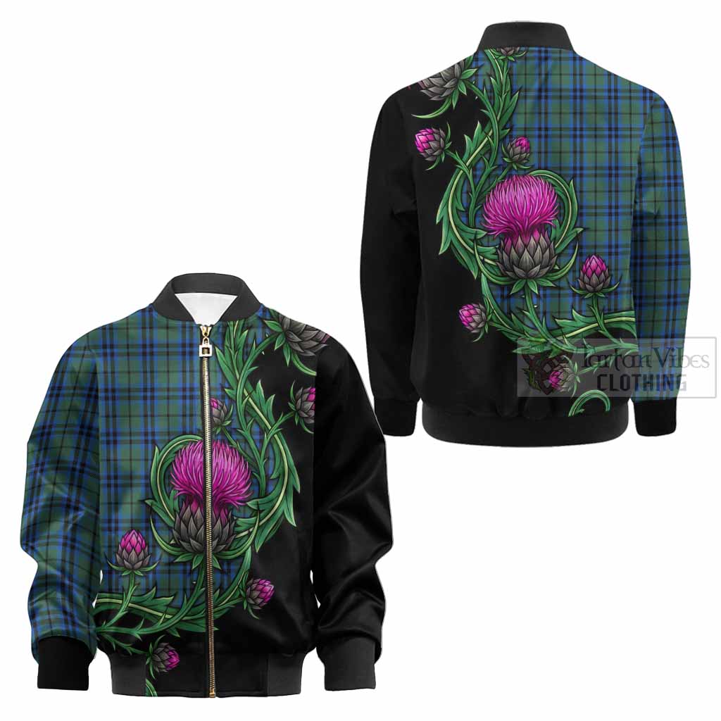 Marshall Tartan Kid Bomber Jacket Resilient Scottish Thistle - Tartan Vibes Clothing