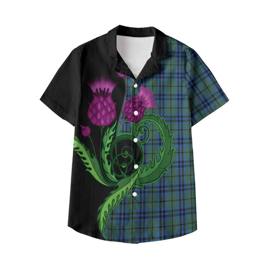 Marshall Tartan Kid Hawaiian Shirt Traditional Scottish Thistle