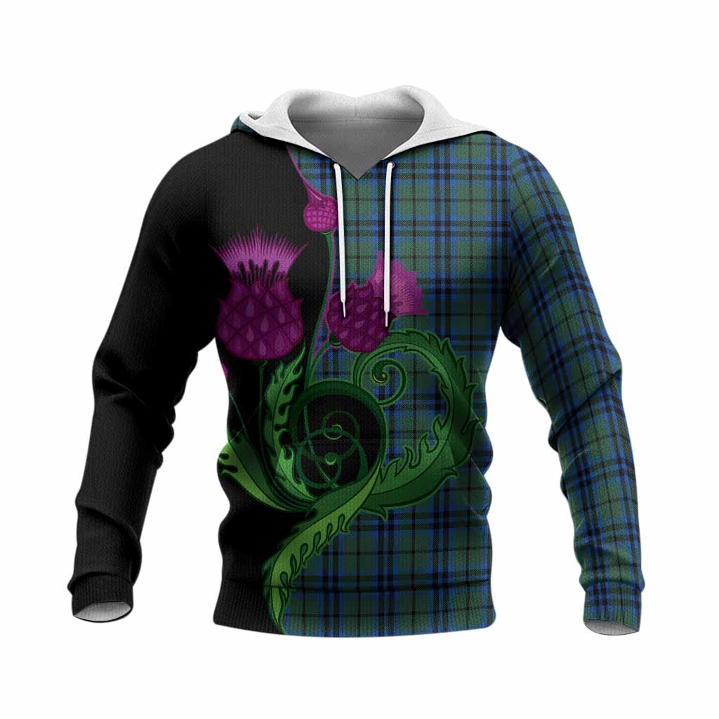 Marshall Tartan Knitted Hoodie Traditional Scottish Thistle