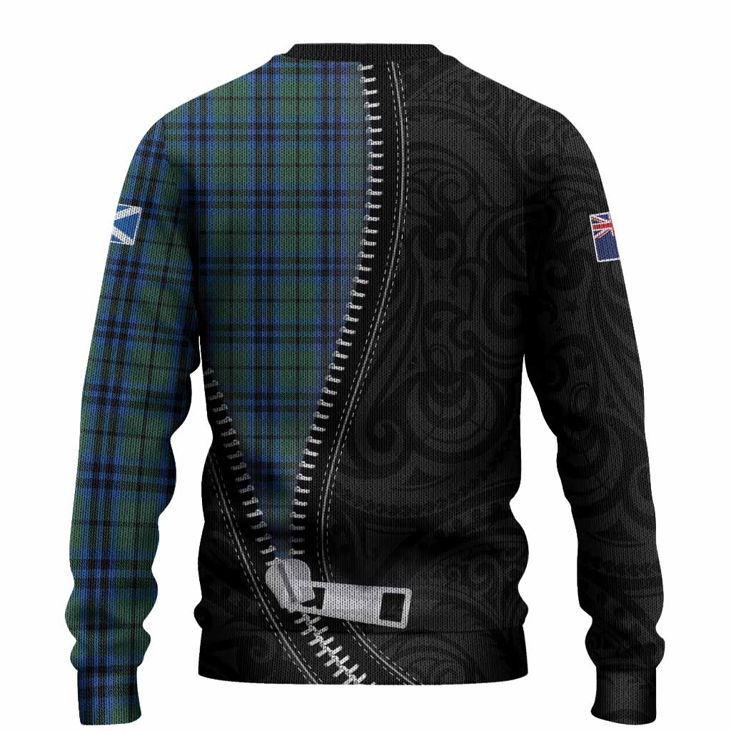 Marshall Tartan Knitted Sweater New Zealand Pattern Unique Zipper Stylized