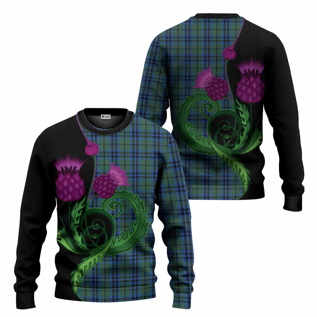 Marshall Tartan Knitted Sweater Traditional Scottish Thistle