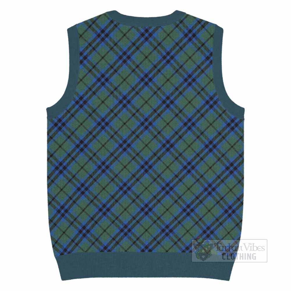 Marshall Tartan Knitted V-Neck Vest with Family Crest Cross Style