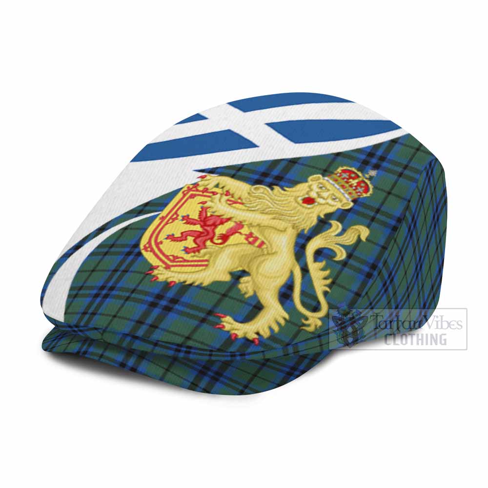 Marshall Tartan Lion Rampant Flat Cap, Jeff Cap Classic Scottish Style
