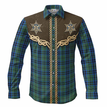Marshall Tartan Long Sleeve Button Shirts Bigfoot Riding The Kelpie Monster