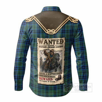 Marshall Tartan Long Sleeve Button Shirts Bigfoot Riding The Kelpie Monster