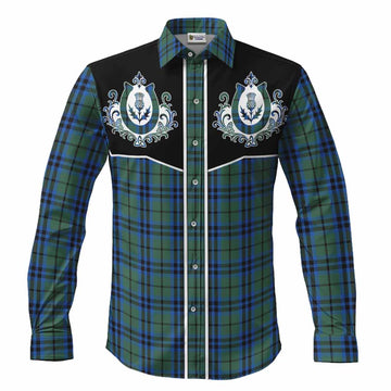 Marshall Tartan Long Sleeve Button Shirts Horseshoe Ornament Men's Shirt S - Tartan Vibes Clothing