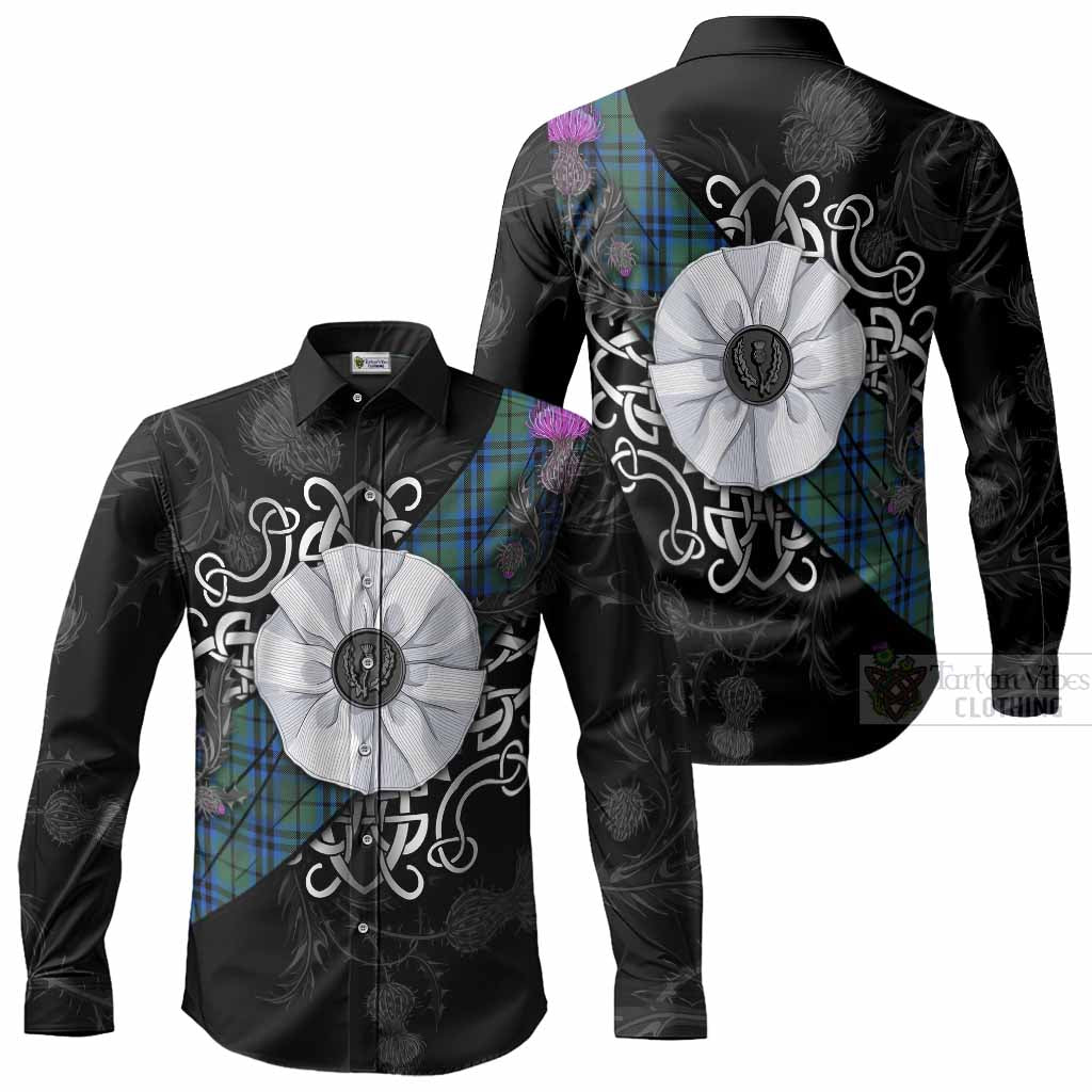 Marshall Tartan Long Sleeve Button Shirts Jacobite White Rose Men's Shirt - Tartan Vibes Clothing