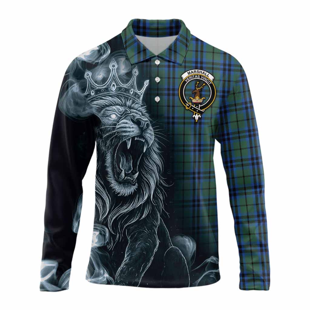 Marshall Tartan Long Sleeve Polo Shirt Roaring Lion Heritage