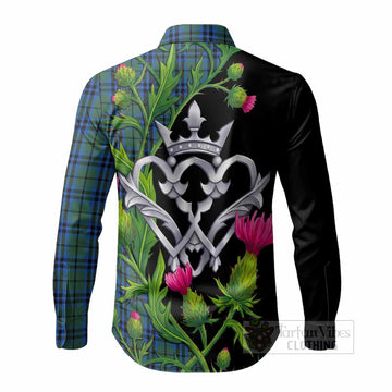 Marshall Tartan Luckenbooth Long Sleeve Button Shirts Silver Heart Crown Thistle Floral - Tartan Vibes Clothing