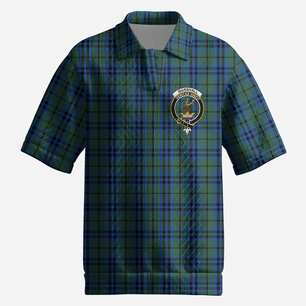 Marshall Tartan Men’s Polo Sweater Top with Family Crest